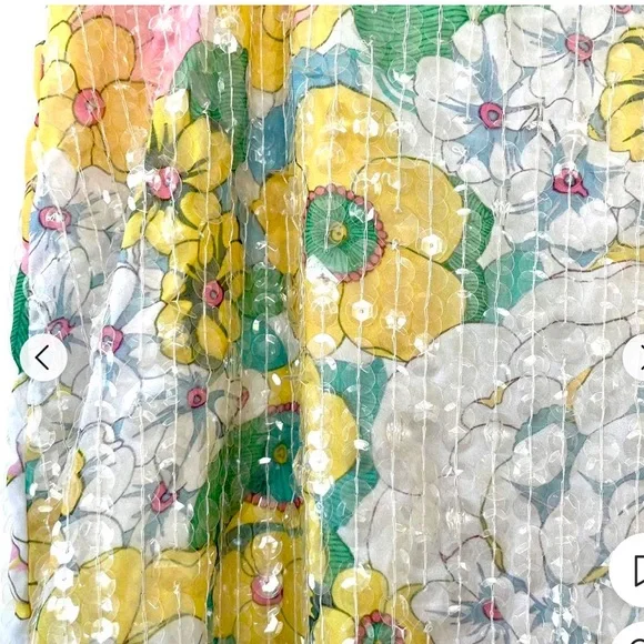 ASOS EDITION pastel floral print and sequin long sleeve top with fringe - Picture 9 of 13